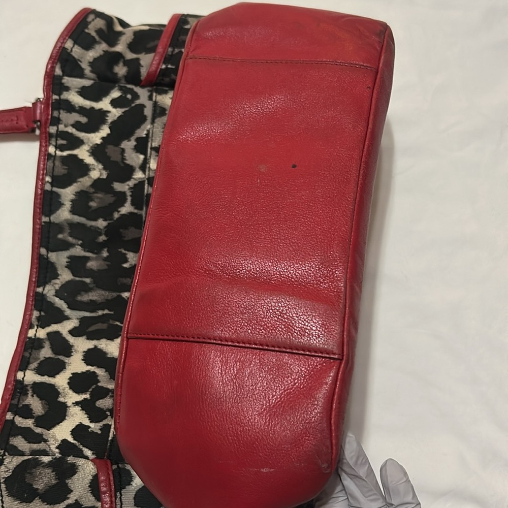 Coach Leopard Print Tote Bag with Red Accents - Picture 9 of 9